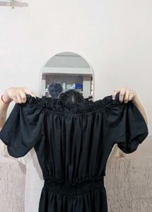 Black Off-Shoulder Tiered Dress