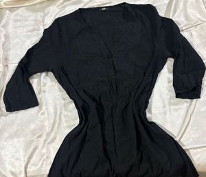 M&S Pure Cotton Chic Black V-Neck Tunic Top
