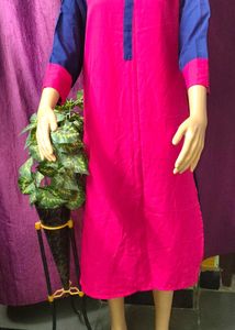 Vibrant Pink &amp; Blue Kurta contras colour