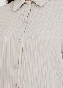Textured Collared Long Sleeve Shirt