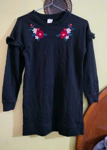 woolen Floral Embroidered Dress