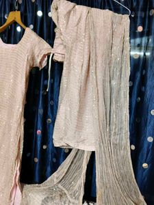Sequin Embellished  pink kurta set