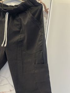 Casual Black Cropped Pants, Waist- 30