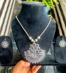 🦚Peacock Design Necklace &amp; Earring Set