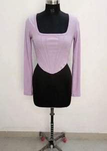 Lilac Corset Style Long Sleeve Top