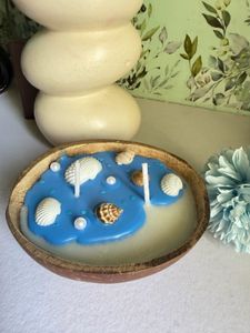 Ocean Themed Coconut Shell Candle