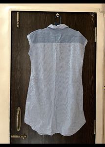 Blue Striped Shirt Dress
