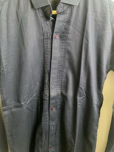 Classic Navy Blue Men's Dress Shirt