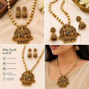 Lord Ganesha Pendant Necklace &amp; Earrings