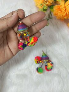 multi designer antic  lock silk handmade earrings