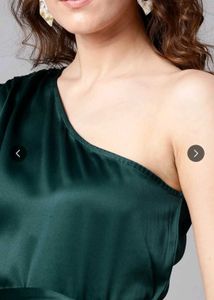 Green One-Shoulder Satin Dress