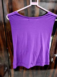 Purple Cowl Neck Sleeveless Top