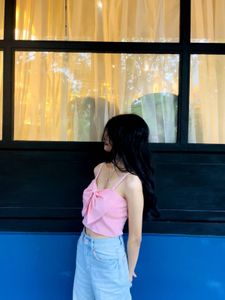 Cute Pink Bow Crop Top