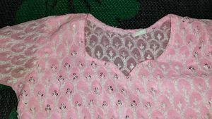 Pink Embroidered Tunic Top