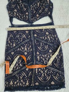 Navy Lace Cutout Bodycon Mini Dress size S