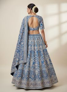 Elegant Blue Embroidered Lehenga Choli