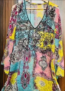 Combo Yellow Printed Maxi Dress &amp; multi color top