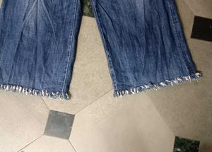 Wide Leg Cropped Denim Jeans