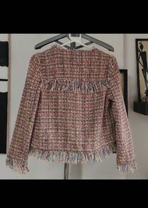 Zara Tweed Jacket with Fringes