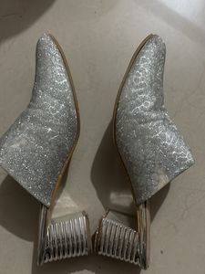 Party Wear Silver Glitter Sandals