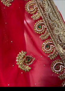 Stunning Red Embroidered Saree