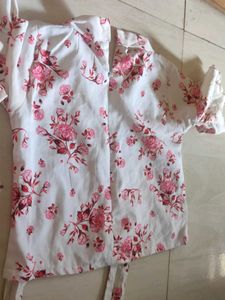 White Floral Print Blouse