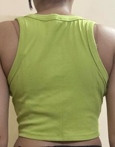 Lime Green Ribbed Crop Tank Top