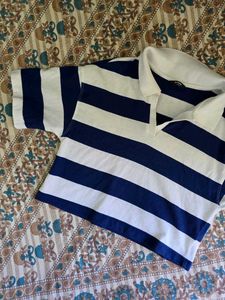Classic Blue &amp; White Striped Polo Shirt