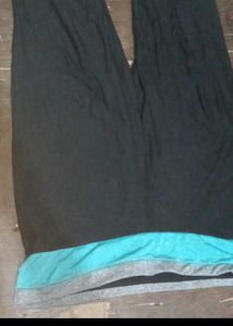 Comfortable Black track Pants with Teal Waistband