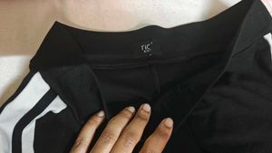 Black Track Pants with White Stripes