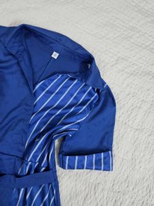 korean Stylish Blue Striped Tunic Top bust 36