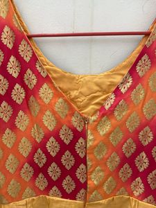 Ethnic Gown With Dupatta Orange Yellow Colour