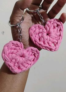 🩷2 Beautiful Handmade Pink Heart Keychain