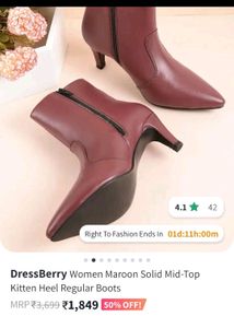 Dressberry Maroon Kitten Heel Boots