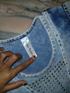 Cotton Denim Dress, Fit S&amp;M Both, Branded Dress