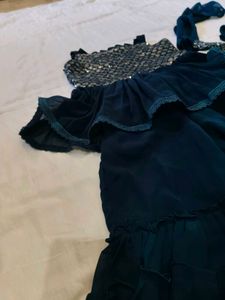 Elegant Teal Sequined Kurta Set with Sharara