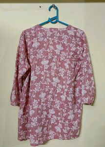 Pink floral short kurta