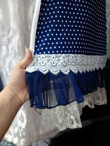 Adorable Blue Polka Dot Dress with Embellishments