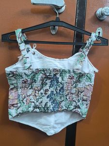 Floral Corset Top with Lace-Up Detail