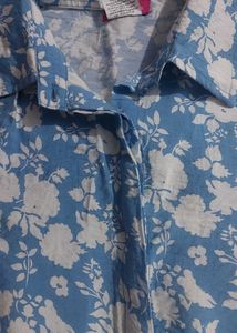 Blue Floral Button-Up Shirt