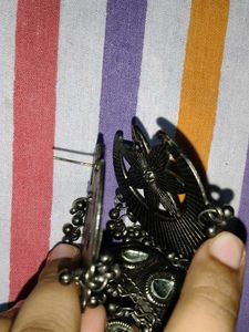 Oxidized Mirror Jhumka Earrings