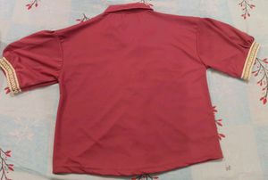Rusty red puff sleeve top