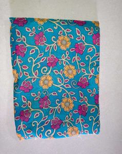 Teal Floral Print Saree