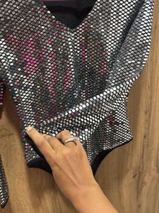 Sparkly Sequin Long Sleeve Bodysuit