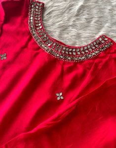 Red Embellished Kurta Set