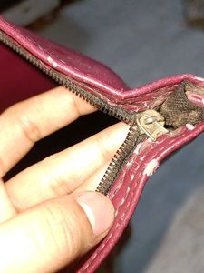 Maroon Faux Leather Double-Layer Tote Bag
