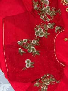 Red Embroidered Silk Saree