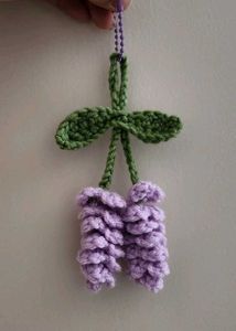 Crocheted Lavender Flower Keychain Charm