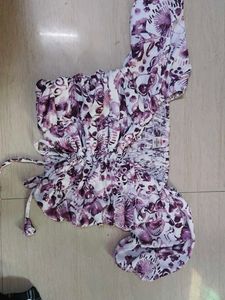 Boho Floral Print Smocked Crop Top