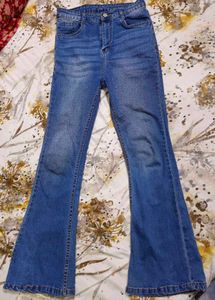 Flared Blue Denim Jeans